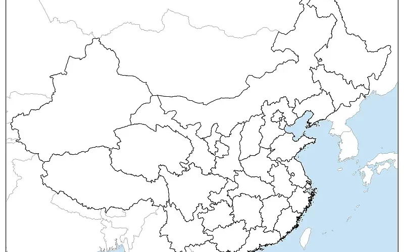 Blank China Map With Neighboring Countries
