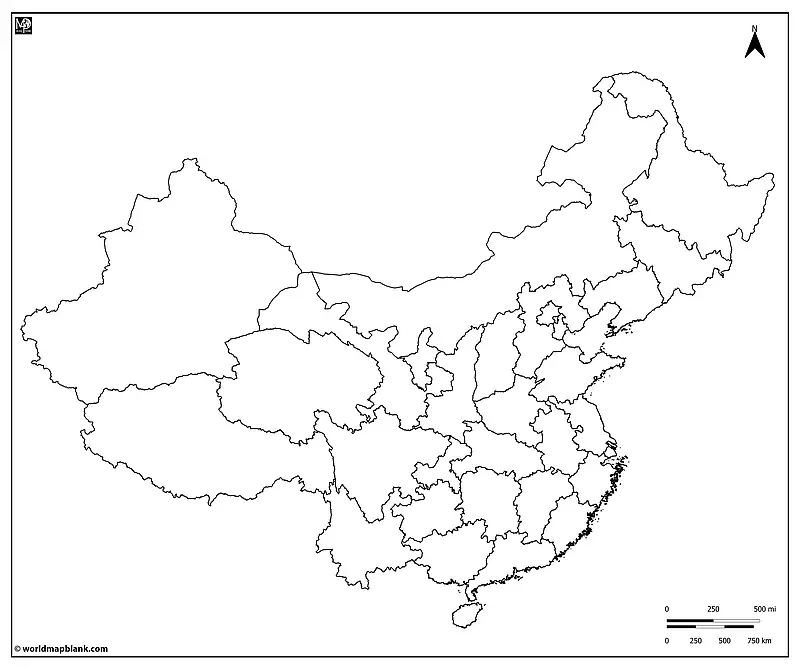 Stumme Karte Von China Mit Provinzen