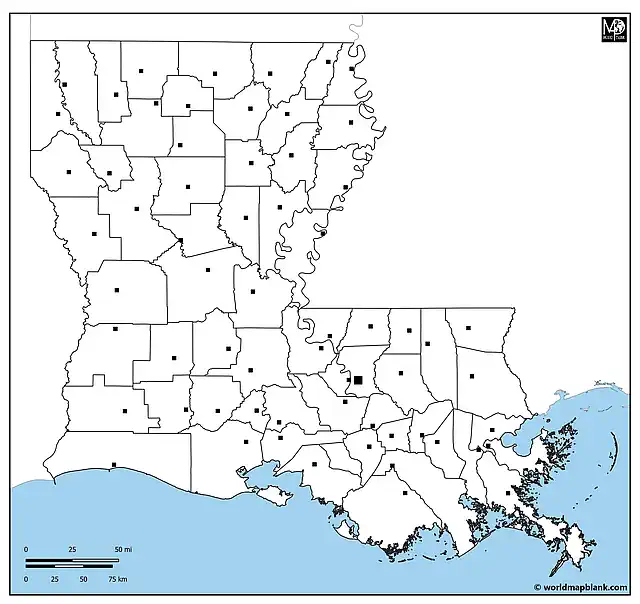 Blank Louisiana Map with Neighboring States