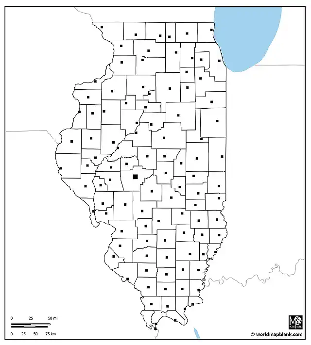 Blank Map of Illinois with Neighboring States