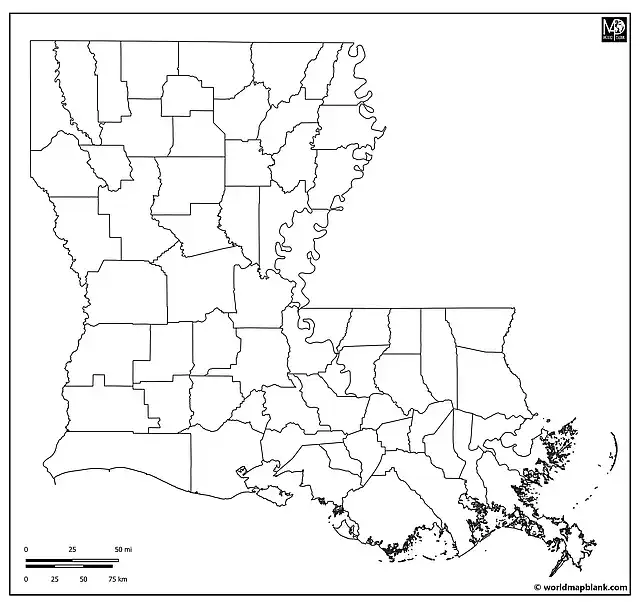 Blank Map of Louisiana