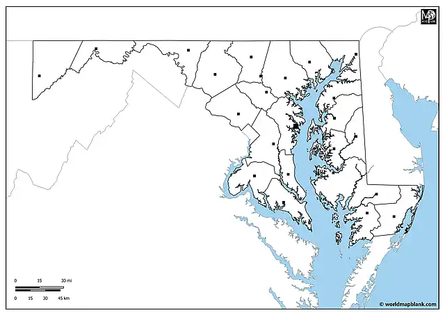 Blank Map of Maryland with Neighboring States