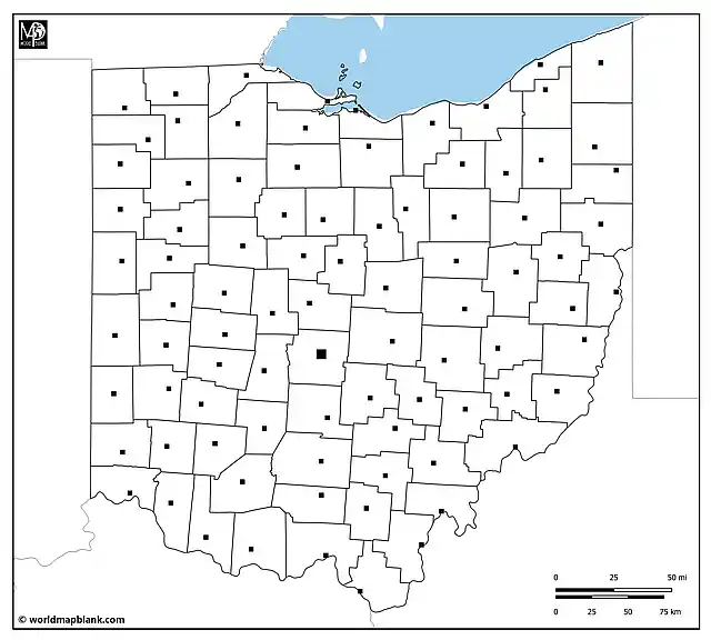 Blank Map of Ohio with Neighboring States