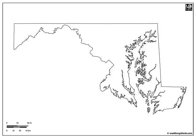 Outline Map of Maryland
