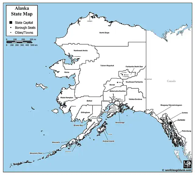 Alaska Map Black and White