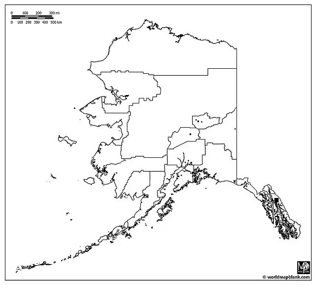 Blank Alaska Map with Cities and Towns
