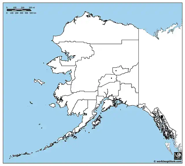 Blank Map of Alaska with Canada